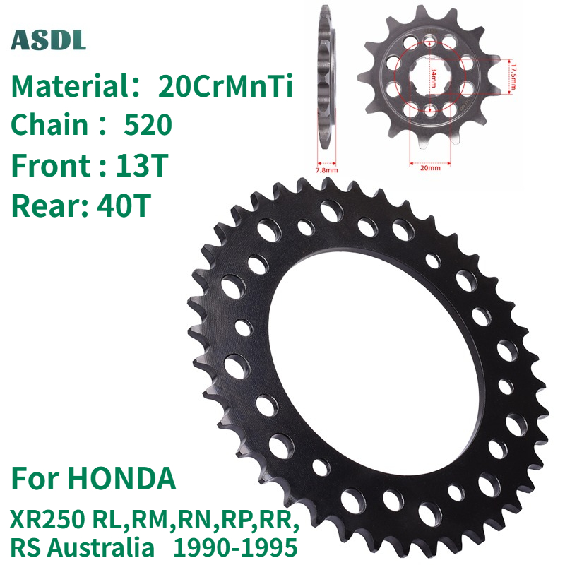 Motorcycle Gear Australia - 520 13T 40T オートバイ前後スプロケットギアホイール 炭化鋼 ホンダ