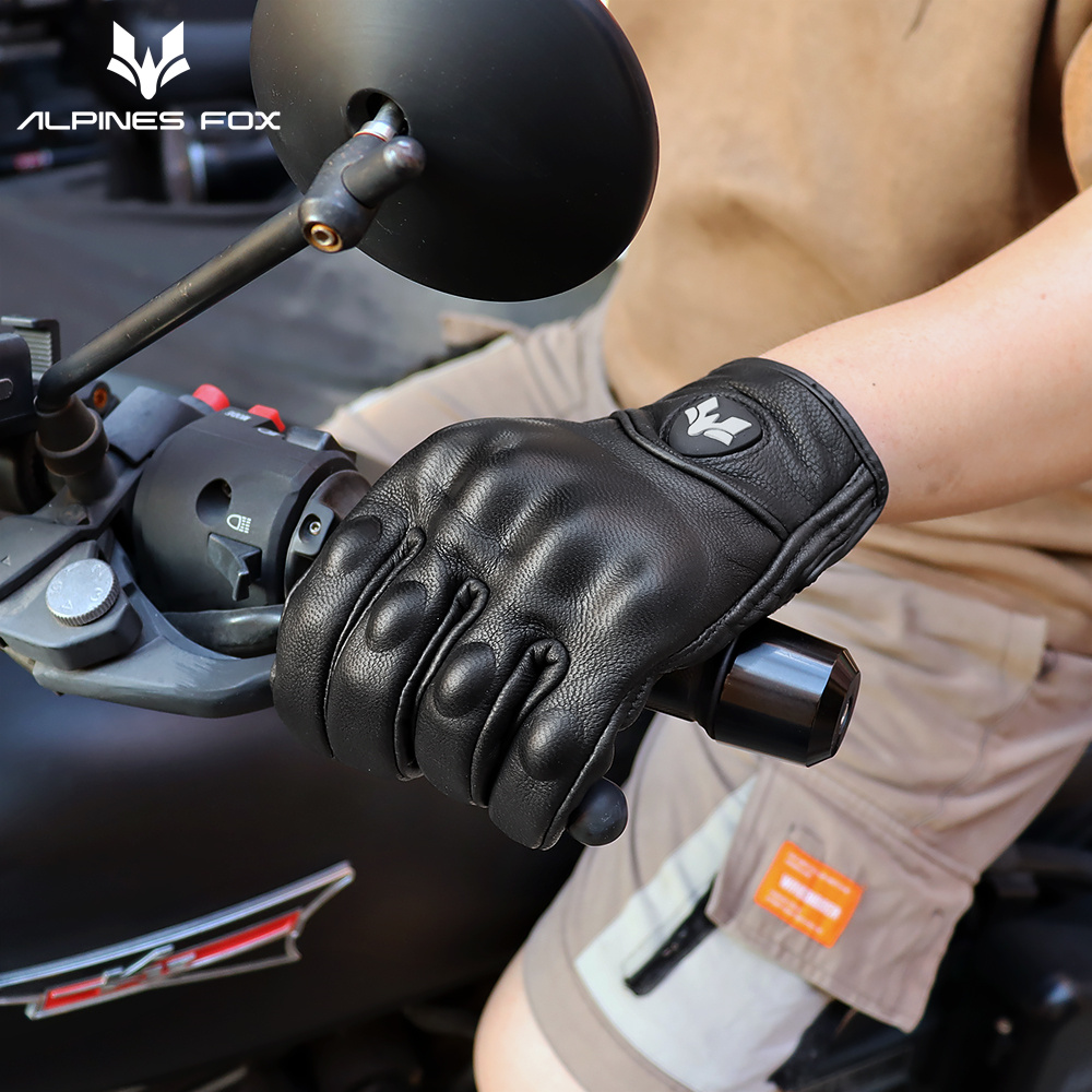 男性と女性のためのレトロな革のオートバイの手袋,保護,タッチ - Motorcycle Gear Fox のレビューと価格